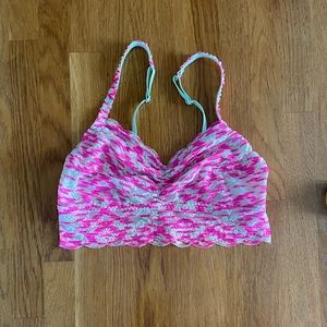 PINK Bralette Pink & Light Blue Lace Sz Small